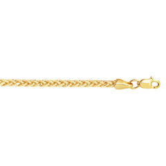 14K Yellow Gold 24 2.7mm Diamond Cut Lite Round Wheat Chain with Lobster Lock