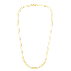 14K Yellow Gold 7 4mm Imperial Herringbone Chain Bracelet with Lobster Lock