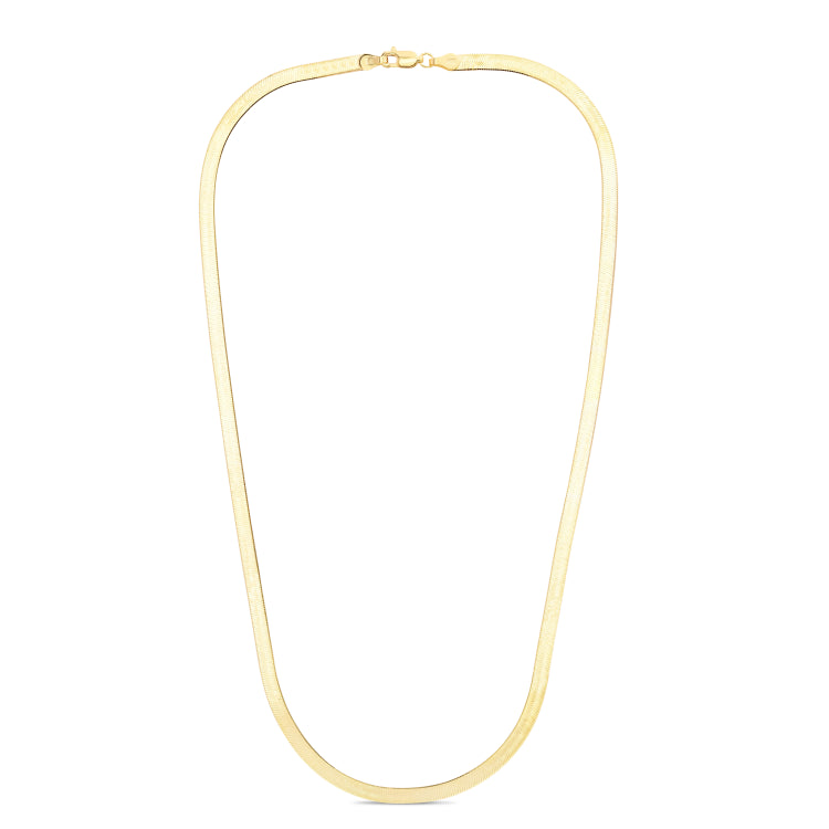 14K Yellow Gold 4mm Imperial Herringbone 8 Chain Bracelet with Lobster Lock
