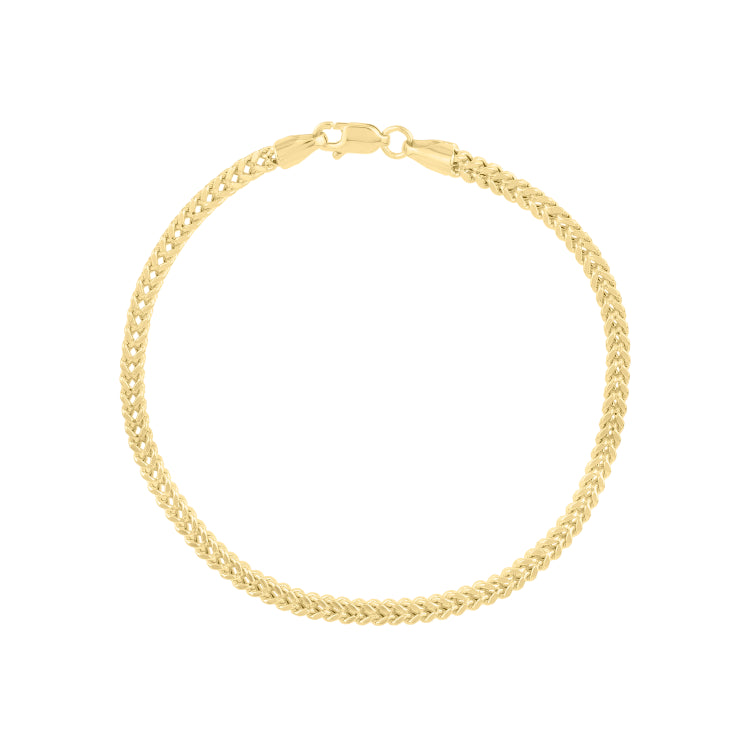 14K Yellow Gold 20 3mm Semi-Solid Square Franco Chain with Lobster Lock