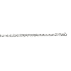 14K White Gold 3mm Heart 7 Chain Bracelet with Lobster Lock