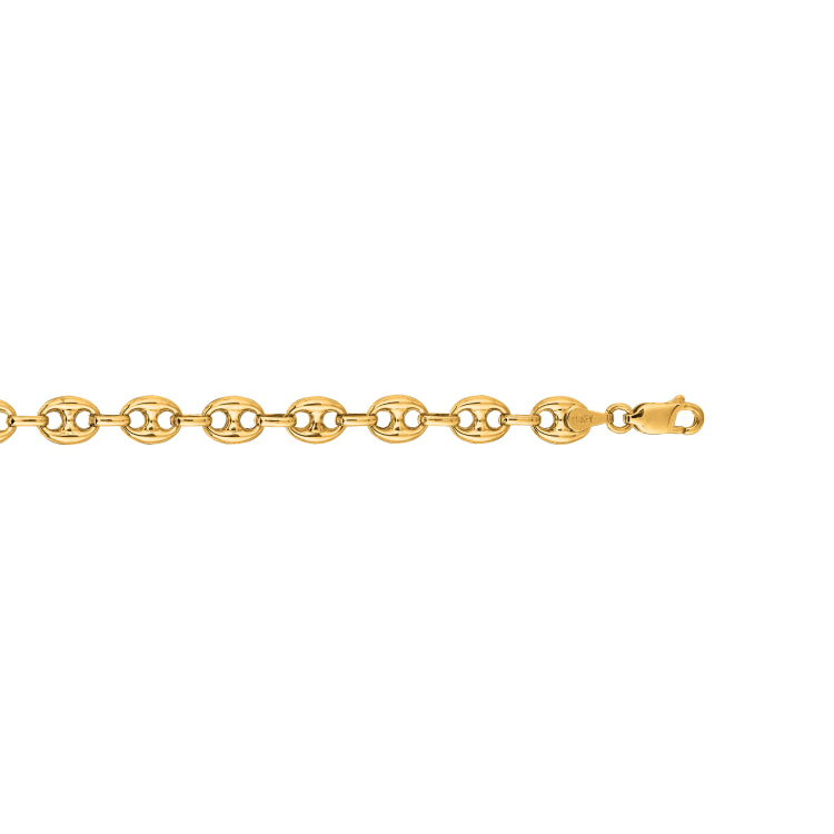 14K Yellow Gold 11mm Lite Puffed Mariner 8.5 Chain Bracelet with Lobster Lock