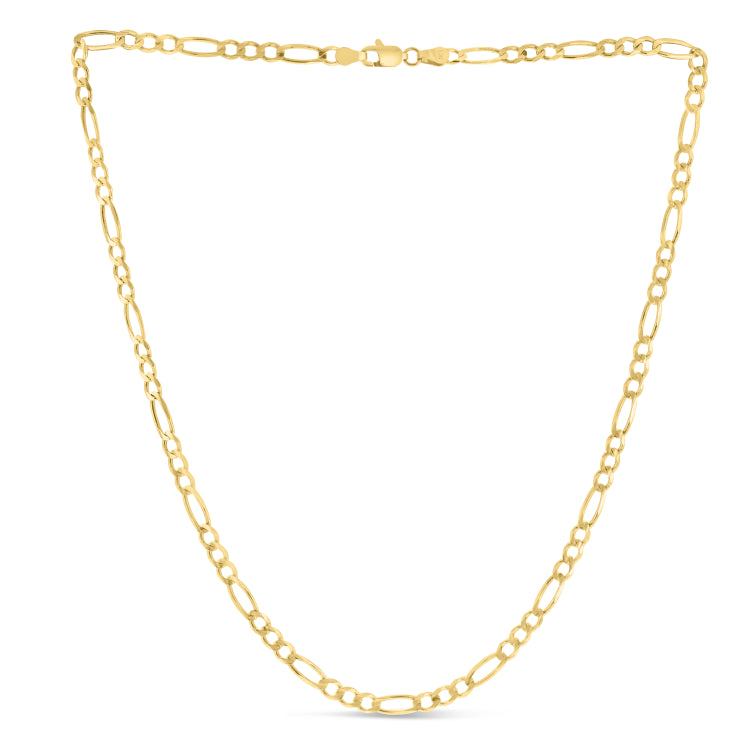 14K Yellow Gold 8 3.8mm Figaro Chain Bracelet with Lobster Lock
