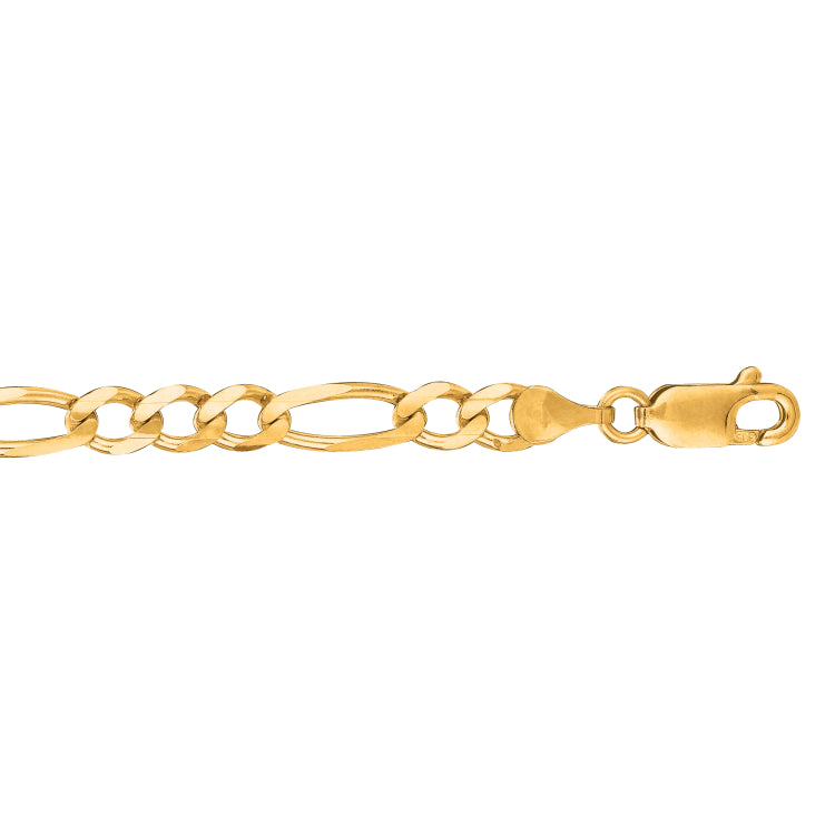 14K Yellow Gold 4.5mm Figaro 8 Chain Bracelet with Lobster Lock