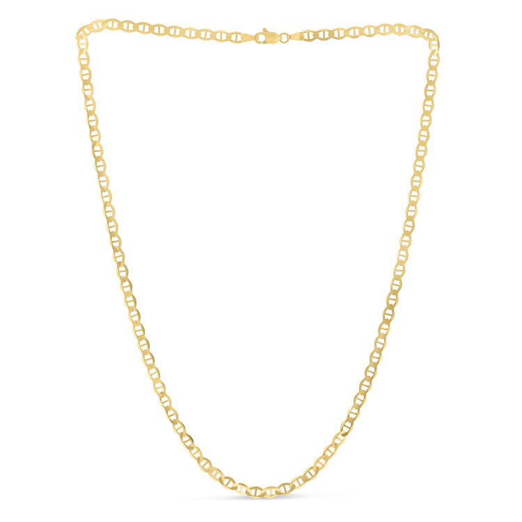 14K Yellow Gold 4.5mm Mariner 7 Chain Bracelet with Lobster Lock
