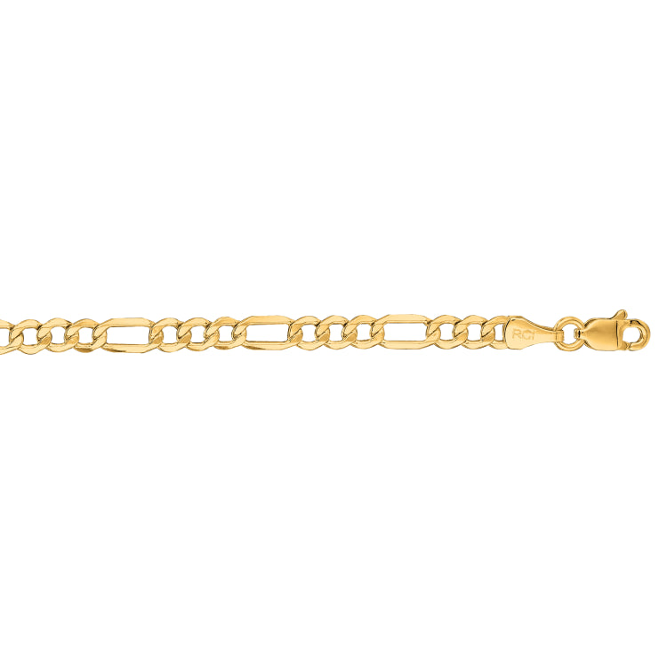 14K Yellow Gold 3.7mm Lite Figaro 24 Chain with Lobster Lock
