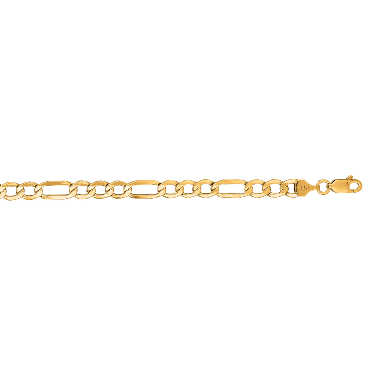 14K Yellow Gold 5.6mm Lite Figaro 20 Chain with Lobster Lock