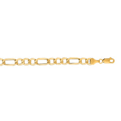 14K Yellow Gold 6.6mm Lite Figaro 8.5 Chain Bracelet with Lobster Lock