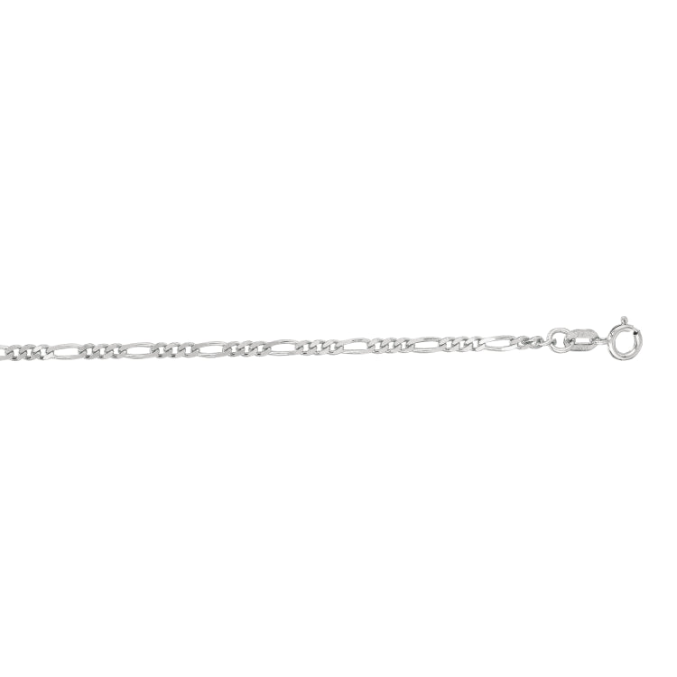 14K White Gold 1.9mm Figaro 16 Chain with Spring Ring