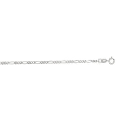 14K White Gold 1.9mm Figaro 18 Chain with Spring Ring