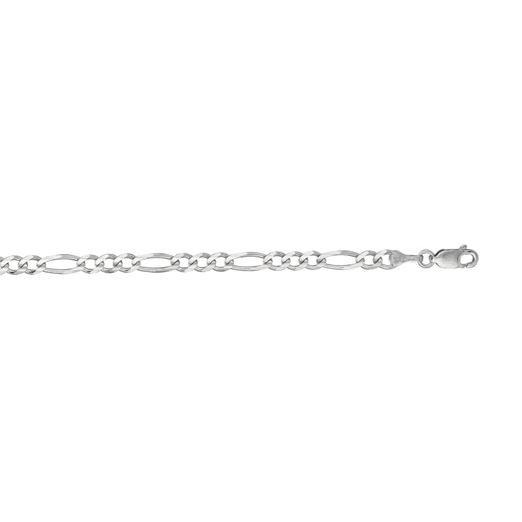 14K White Gold 3.8mm Figaro 8 Chain Bracelet with Lobster Lock