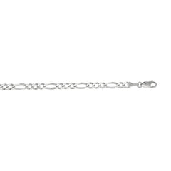 14K White Gold 3.8mm Figaro 20 Chain with Lobster Lock