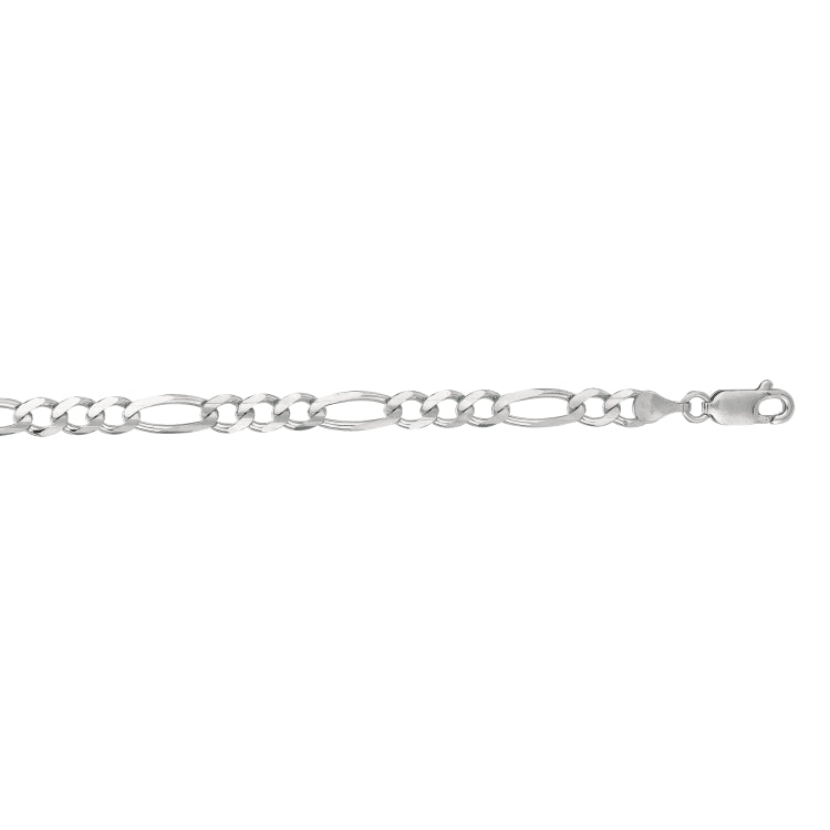14K White Gold 4.6mm Figaro 20 Chain with Lobster Lock