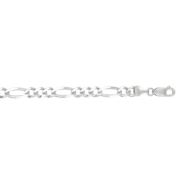 14K White Gold 6mm Figaro 8 Chain Bracelet with Lobster Lock