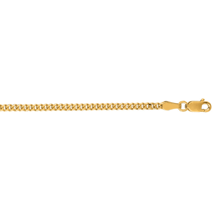 14K Yellow Gold 2.2mm Gourmette 16 Chain with Lobster Lock