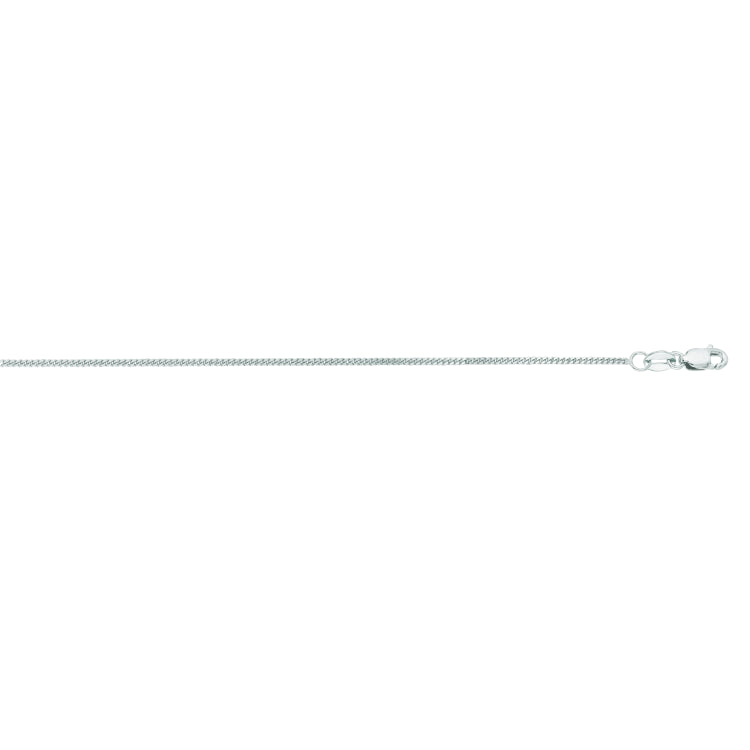 14K White Gold 1mm Gourmette 18 Chain with Lobster Lock