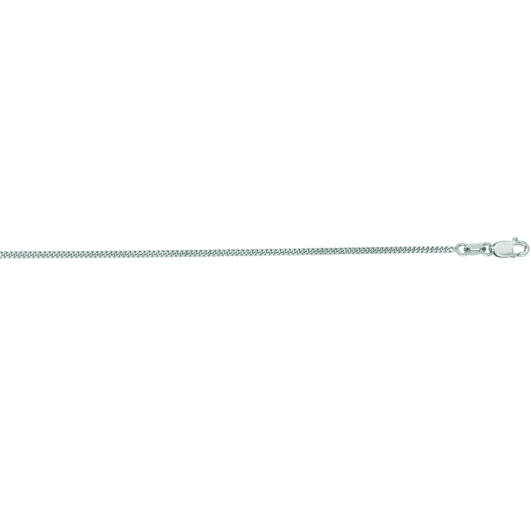 14K White Gold 1.4mm Gourmette 20 Chain with Lobster Lock