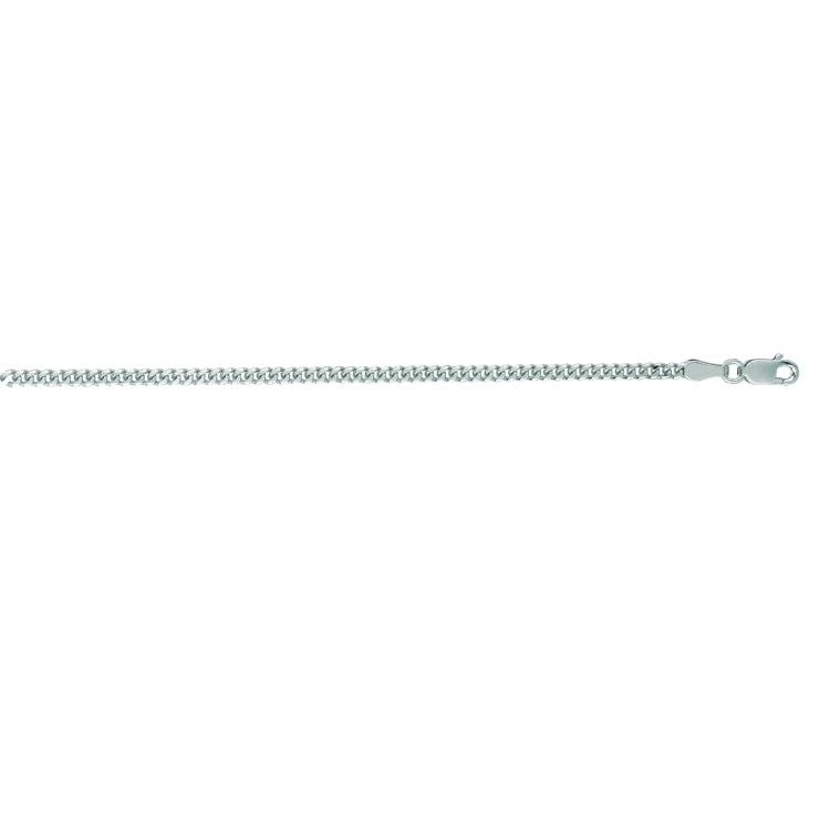 14K White Gold 2.2mm Gourmette 20 Chain with Lobster Lock