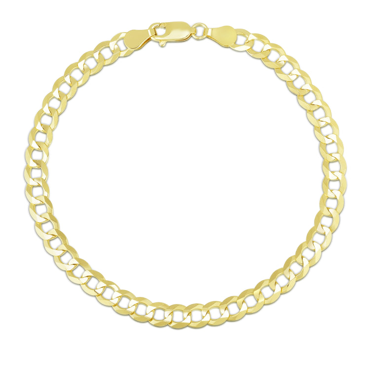 14K Yellow Gold 4.7mm Comfort Curb 8.5 Chain Bracelet with Lobster Lock