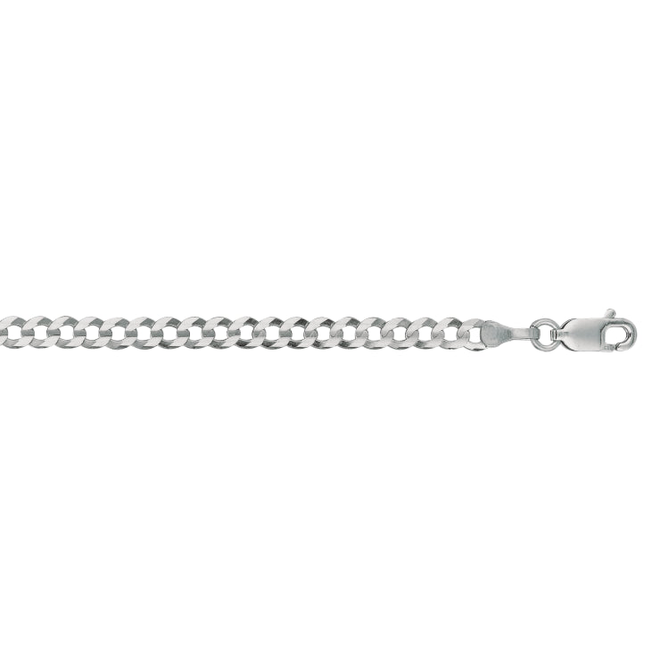 14K White Gold 3.6mm Comfort Curb 24 Chain with Lobster Lock