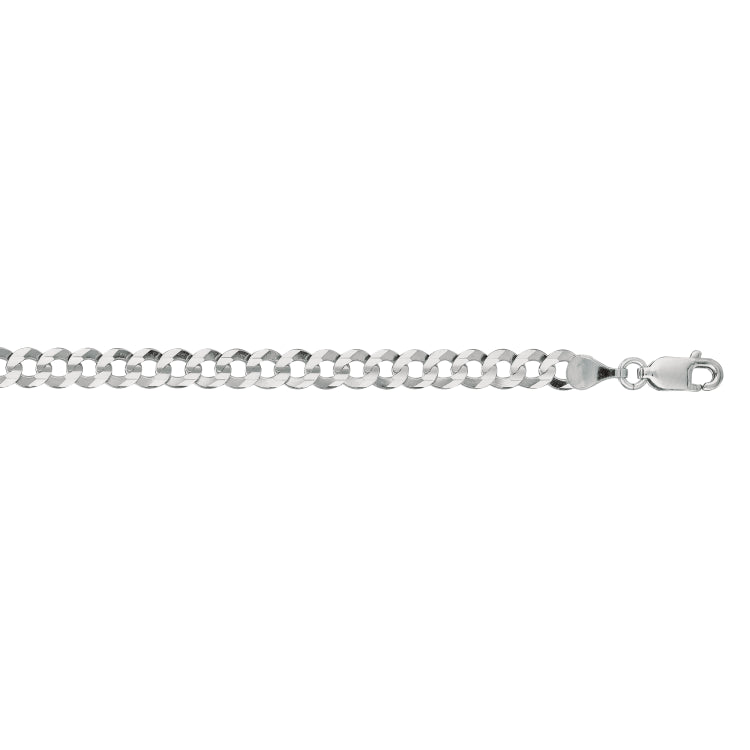 14K White Gold 4.7mm Comfort Curb 24 Chain with Lobster Lock