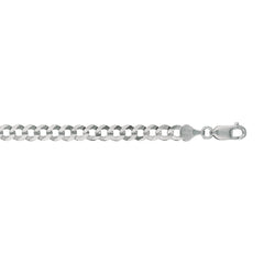 14K White Gold 5.7mm Comfort Curb 8.5 Chain Bracelet with Lobster Lock