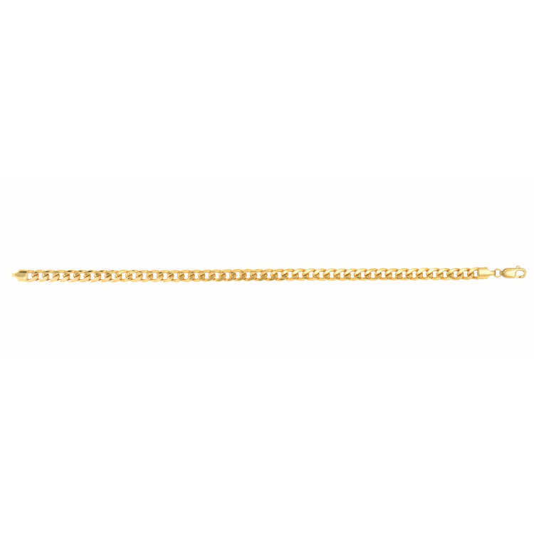 14K Yellow Gold 4.5mm Semi-Solid Miami Cuban 22 Chain with Lobster Lock