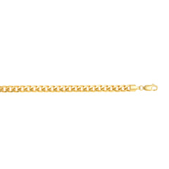 14K Yellow Gold 5.5mm Semi-Solid Miami Cuban 8.5 Chain Bracelet with Lobster Lock