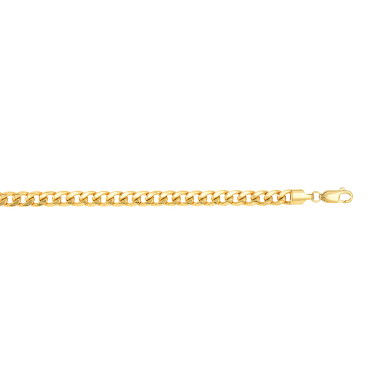 14K Yellow Gold 5.5mm Semi-Solid Miami Cuban 20 Chain with Lobster Lock