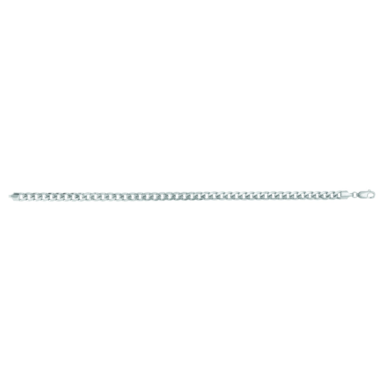 14K White Gold 5.5mm Semi-Solid Miami Cuban 22 Chain with Lobster Lock