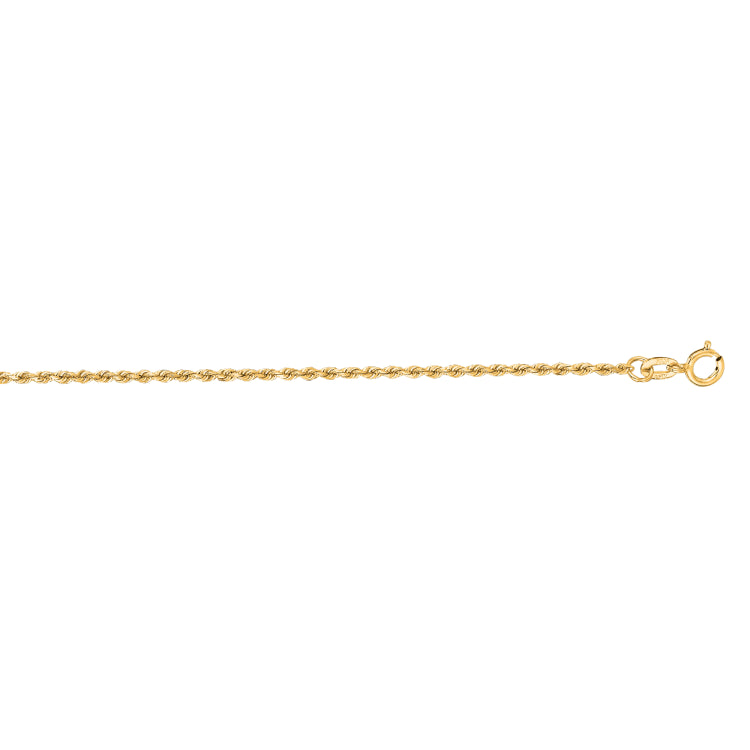 14K Yellow Gold 20 1.4mm Diamond Cut Royal Rope Chain with Spring Ring Clasp