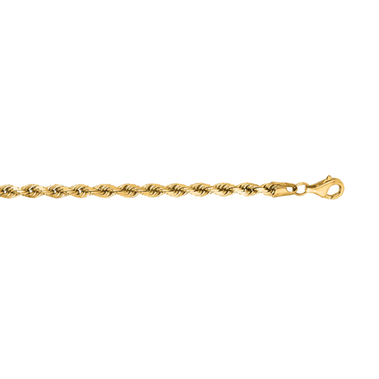 14K Yellow Gold 20 3.8mm Diamond Cut Royal Rope Chain with Lobster Lock