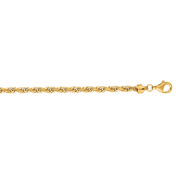 14K Yellow Gold 22 5mm Diamond Cut Royal Rope Chain with Lobster Lock
