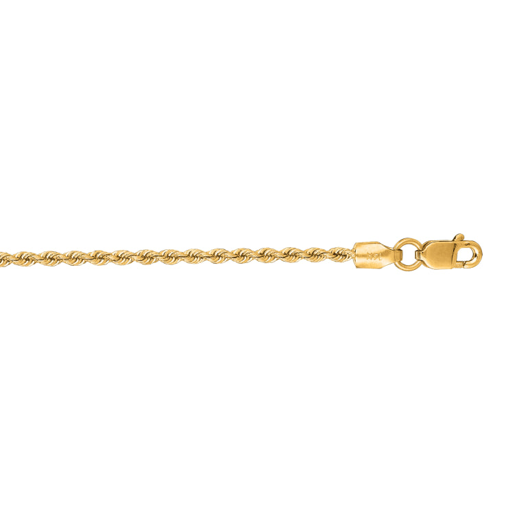 14K Yellow Gold 1.5mm Rope 16 Chain with Lobster Lock