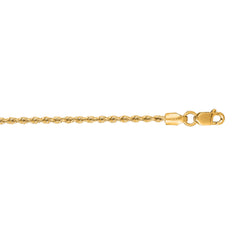 14K Yellow Gold 1.5mm Rope 22 Chain with Lobster Lock
