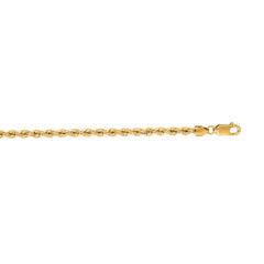 14K Yellow Gold 3mm Rope 24 Chain with Lobster Lock