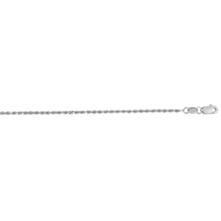14K White Gold 18 1.4mm Diamond Cut Royal Rope 18 Chain with Lobster Lock