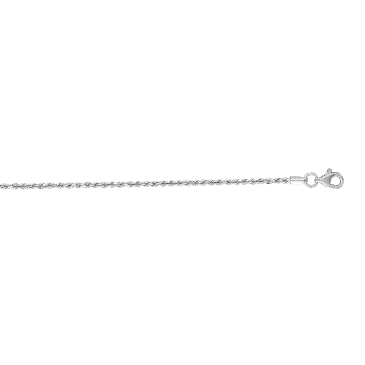 14K White Gold 1.6mm Diamond Cut Royal Rope 22 Chain with Lobster Lock