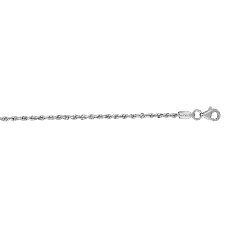 14K White Gold 1.8mm Diamond Cut Royal Rope 24 Chain with Lobster Lock