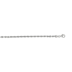 14K White Gold 3mm Diamond Cut Royal Rope 7 Chain Bracelet with Lobster Lock