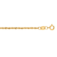 14K Yellow Gold 1.5mm Lite Rope 16 Chain with Lobster Lock