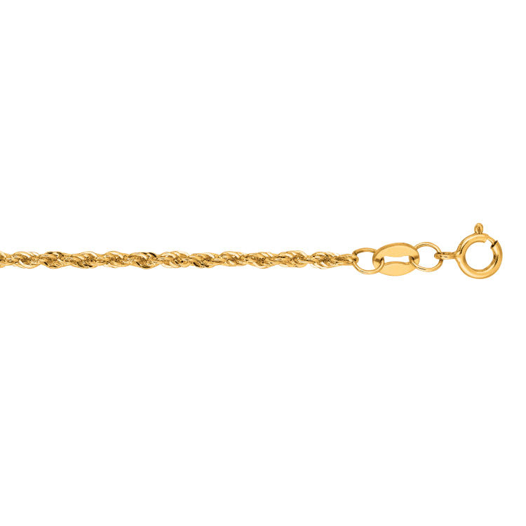 14K Yellow Gold 1.5mm Lite Rope 18 Chain with Lobster Lock