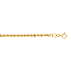 14K Yellow Gold 2mm Lite Rope 20 Chain with Lobster Lock