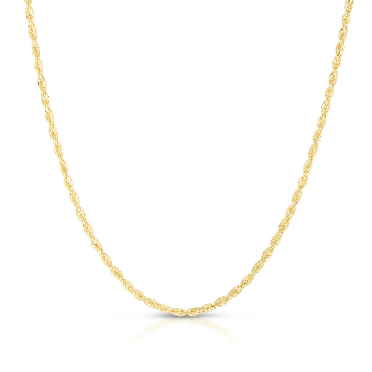 14K Yellow Gold 2.7mm Lite Rope 24 Chain with Lobster Lock