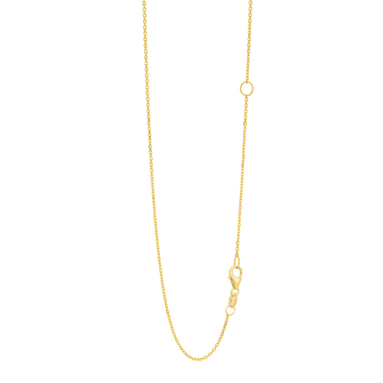 14K Yellow Gold 1.1mm Extendable Diamond Cut Cable 20 Chain (Jump Ring at 16 inch) with Lobster Lock