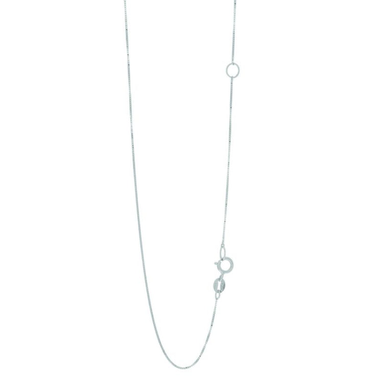 14K White Gold 0.6mm Extendable Box 18 Chain (Jump Ring at 16 inch) with Spring Ring
