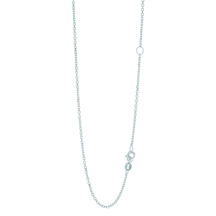14K White Gold 1.5mm Extendable Diamond Cut Cable 20 Chain (Jump Ring at 16 inch) with Lobster Lock