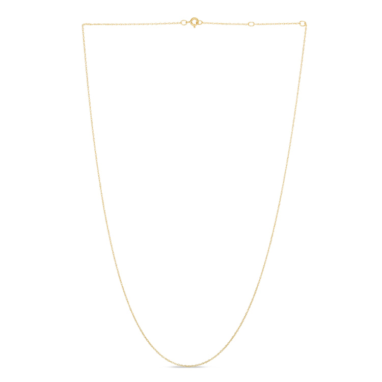 14K Yellow Gold .5mm Double Extendable Rope 18 Chain (Jump Ring at 16 and 17 inch) with Spring Ring