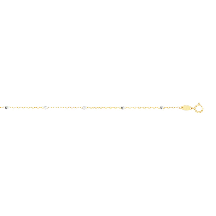 14K Yellow Gold 1.8mm Diamond Cut Bead Saturn 18 Chain with Spring Ring