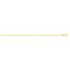 14K Yellow Gold 1.3mm Polished Bar Station Saturn 16 Chain with Lobster Lock